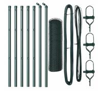mtlskopl Set di recinzioni da giardino, verde, 1000 x 80 cm, design moderno in acciaio, PVC, resistente alle intemperie, per cani, terrazze, balconi, cortili, robusti pali di recinzione per esterni