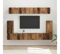 mtlskopl Set di scaffali per TV a parete, 5 pezzi, in legno di legno anticato, 98 x 31 x 29,5 cm, design moderno, molto spazio di archiviazione, robusto e durevole, per soggiorno, ufficio, corridoio