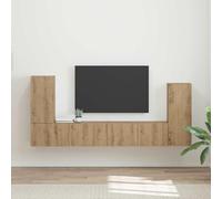 mtlskopl Set di tavole basse per TV in rovere Artisan, 98 x 31 x 29,5 cm, con presa USB, moderno, per soggiorno, casa, ufficio