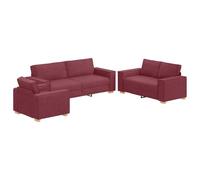 mtlskopl Set divano 3 pezzi - Salotto 3 posti, 2 posti e poltrona, design moderno in misto lino, struttura in metallo stabile, facile da pulire