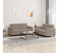 mtlskopl Set divano a due posti in tessuto in microfibra tortora 150 x 77 x 80 cm con 4 cuscini, struttura in legno e metallo, design moderno compatto per piccoli soggiorni, camere da letto o cucina