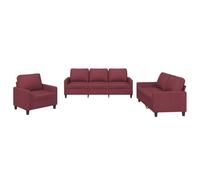 mtlskopl Set divano da 3 pezzi, colore vinaccia, moderno set divano con cuscino, 1 poltrona, 1 due posti e 1 tre posti, mobili da soggiorno in tessuto resistente con struttura in metallo