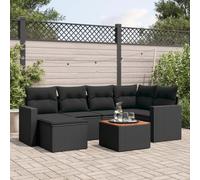 mtlskopl Set divano da giardino in polyrattan nero, 62 x 62 x 69 cm, resistente ai raggi UV, resistente alle intemperie, per giardino, terrazza e balcone