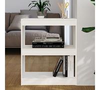 mtlskopl Slim White Pine Wood Bookcase 60 x 30 x 71,5 cm Open 2 Tier Storage Unit for Living Room & Bedroom, Use as Bookshelf or Room Divider