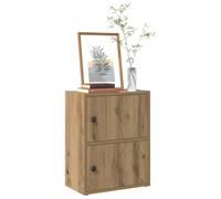 mtlskopl Small Artisan Oak Bookshelf 40 x 24 x 52 cm Wood Composite Slim Bookcase with Reversible Door and Wall Mount Kit Space-Saving Storage for Living Room Bedroom Dorm