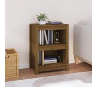 mtlskopl Small Honey Brown Solid Pine Wood Bookcase 50 x 35 x 68 cm Modern Rustic Shelf Unit for Living Room Bedroom Office