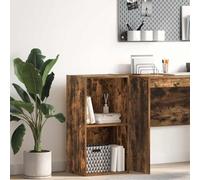 mtlskopl Small Smoked Oak Bookshelf 40 x 30 x 77 cm Engineered Wood Open Bookcase with Wall Bracket for Living Room Bedroom Office Study Corner