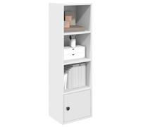 mtlskopl Small White Bookshelf 31 x 24 x 102 cm Engineered Wood Slim Tall Book Case with Reversible Door for Living Room Bedroom Kitchen Home Office Corner Shelf