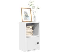 mtlskopl Small White Bookshelf 31 x 24 x 52 cm Engineered Wood Narrow Bookcase with Reversible Door Adjustable Shelf Space Saving Storage Unit for Living Room Bedroom Office