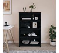 mtlskopl Solid Pine Wood Bookcase 80 x 35 x 126 cm Black Modern Rustic Shelf for Living Room Study Bedroom Office Corridor Multi-Scene Storage Furniture