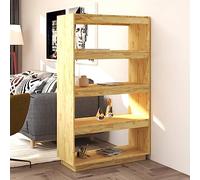 mtlskopl Solid Pine Wood Tall Open Bookcase 80 x 35 x 135 cm Modern Storage Shelf Room Divider Organizer for Living Room Hallway Bedroom Office