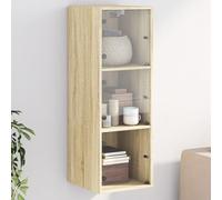 mtlskopl Sonoma - Armadio da parete con ante in vetro di quercia, 35 x 37 x 100 cm, per ufficio, risparmio di spazio, per casa, camera da letto, corridoio
