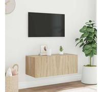 mtlskopl Sonoma - Armadio da parete per TV, 80 x 35 x 31 cm, con LED RGB, design moderno, molto spazio per il montaggio a parete per la camera da letto