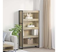 mtlskopl Sonoma - Custodia a libro 80 x 30 x 155 cm, in legno e acciaio, a 6 livelli, robusta e stabile per Living Room Bedroom Office