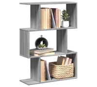 mtlskopl Sonoma - Libreria 70 x 24 x 97 cm, colore grigio, 3 scomparti, design geometrico moderno, per soggiorno, ufficio, camera da letto, robusto e durevole