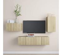 mtlskopl Sonoma - Mobile per TV sospeso, 4 pezzi, in legno di quercia, 30,5 x 30 x 60 + 3 x 60 x 30 x 30 cm, design moderno per soggiorno, camera da letto