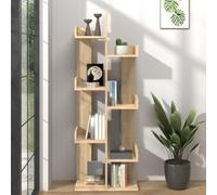 mtlskopl Sonoma Oak Bookshelf 48 x 25,5 x 140 cm Slim Wooden Storage Tower with 8 scomparti Modern Design for Living Room Bedroom or Office