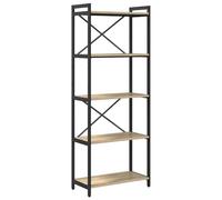 mtlskopl Sonoma Oak Bookshelf 60 x 30 x 155 cm Free Standing Tower Display Rack Robusto Legno Composite Metal Frame Modern Styling for Living Room Home Office Bedroom
