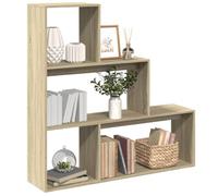 mtlskopl Sonoma Oak Corner Ladder Bookcase a 3 livelli, 123 x 29 x 123 cm, display stand-alone, moderno e stabile, 50 kg di carico, divisore per soggiorno, camera da letto, ufficio, studio