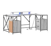 mtlskopl Sonoma - Scrivania per computer, 182 × 101 × 87,5 cm, con illuminazione a LED e 4 cassetti, struttura in acciaio, materiale in legno, durevole, per la casa, l'ufficio, il gioco, lo studio