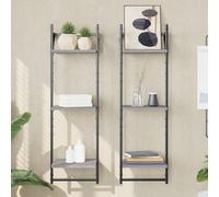 mtlskopl Sonoma - Set di 2 scaffali sospesi, 30 x 25 x 100 cm, in metallo, 3 ripiani e asta, design moderno, massima libertà da terra per soggiorno, corridoio, camera da letto