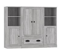 mtlskopl Sonoma - Set di 3 tavole superiori, colore grigio, 132 x 35,5 x 103,5 cm, credenza per cucina, soggiorno, corridoio, spazio di archiviazione, design moderno, robusto e durevole, per sala da