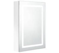 mtlskopl Specchio da parete a LED, bianco, lucido, 50 x 13 x 70 cm, con 3 ripiani, design moderno, per WC degli ospiti e piccoli bagni