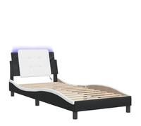 mtlskopl Struttura letto con LED a due colori, design nero e bianco, 80 x 200 cm, in ecopelle, per camera da letto, camera degli ospiti