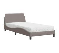 mtlskopl Struttura letto con materasso Dover Tortora 100 x 200 cm in tessuto resistente e schiuma PU 22D per un sonno riposante, design moderno a forma d'onda per camera da letto e camera degli ospiti