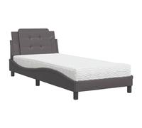 mtlskopl Struttura letto con materasso Zara grigio 90 x 190 cm moderna ecopelle letto singolo per camera dei ragazzi camera degli ospiti camera da letto con materasso e testiera H2/H3