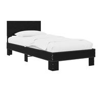 mtlskopl Struttura per letto da 80 x 200 cm con testiera, moderna struttura per letto in legno, per camera dei ragazzi e camera degli ospiti, stabile letto singolo in rovere nero, 204,5 x 83 x 81 cm