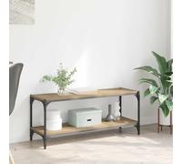 mtlskopl Supporto per TV Artisan Oak Wood Credenza 100 x 33 x 41 cm Rustic Bookshelf with 2 shelves 60 kg Max Load Composite Wood & Iron Frame for Living Room Office Bedroom Corridor