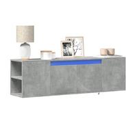 mtlskopl Supporto per TV con LED RGB, grigio cemento, 135 x 31 x 39,5 cm, in legno per TV, con 2 cassetti, moderno tavolo da parete per soggiorno, camera da letto