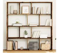 mtlskopl Tall - Libreria in legno vecchio, 132 x 29 x 141,5 cm, 12 scomparti, in legno resistente, look vintage per Living Room Home Office Bedroom