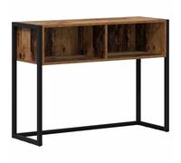 mtlskopl Tavolino consolle effetto legno anticato, 100 x 36 x 75 cm, design industriale, tavolo da corridoio con struttura in metallo, stabile tavolino per soggiorno e corridoio