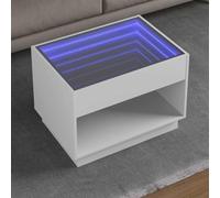 mtlskopl Tavolino da caffè a LED bianco, 70 x 50 x 50 x 50 cm, in legno con specchio infinito, colore RGB che cambia colore, per soggiorno, camera da letto