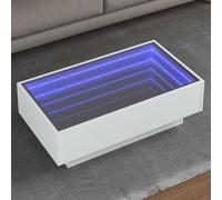 mtlskopl Tavolino da caffè a LED bianco, 90 x 50 x 30 cm, in legno con specchio infinito e illuminazione RGB, design moderno, tavolino salvaspazio per Living Room e camera da letto