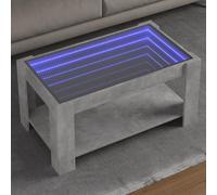 mtlskopl Tavolino da caffè a LED, grigio cemento, 93 × 53 × 45 cm, in legno con specchio infinito RGB, illuminazione moderna per Living Room, camera da letto, ufficio