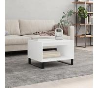 mtlskopl Tavolino da caffè bianco 60 x 50 x 40 cm in legno e ferro, design moderno con spazio di archiviazione e tavolo robusto, tavolino piccolo per soggiorno, divano, camera da letto