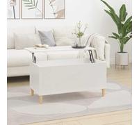 mtlskopl Tavolino da caffè bianco lucido con piano regolabile in altezza, 90 x 44,5 x 45 cm, materiale legno e legno massello, eucalipto, design moderno con spazio per il soggiorno e il divano