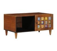 mtlskopl Tavolino da caffè marrone, 80 x 50 x 40 cm, in legno massiccio di mango, rettangolare con vano portaoggetti, robusto tavolino da caffè in vero legno per accoglienti spazi abitativi