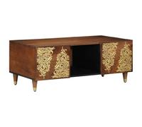 mtlskopl Tavolino da caffè marrone miele, 100 x 54 x 40 cm, in legno di mango massiccio, design moderno con 1 ripiano, finitura opaca, look dipinto a mano, per soggiorno, divano e corridoio