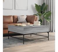 mtlskopl Tavolino grigio Sonoma 95 x 95 x 45 cm in legno e metallo regolabile in altezza con 2 scomparti nascosti, moderno tavolino adatto per soggiorno Living Room