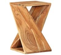mtlskopl Tavolino in legno massiccio di acacia, 35 x 35 x 55 cm, comodino rustico con design intrecciato, sgabello decorativo in legno e tavolino per telefono per soggiorno e corridoio