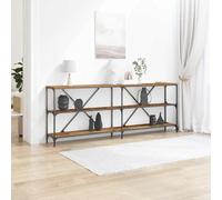 mtlskopl Tavolo consolle 200 x 30 x 75 cm, in legno e gambe in ferro con scaffale, colore marrone industriale, minimalista tavolino per corridoio, soggiorno, camera da letto, divano laterale