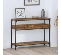 mtlskopl Tavolo consolle in legno antico 100 x 29 x 75 cm, con scaffale, in acciaio industriale, design moderno, per soggiorno, corridoio, camera da letto