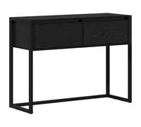 mtlskopl Tavolo consolle industriale con cassetto e gambe in acciaio, 100 x 36 x 75 cm, colore nero, effetto rovere, per soggiorno e ingresso