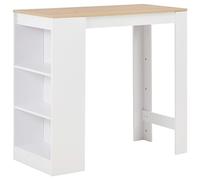 mtlskopl Tavolo da bar con ripiano, 110 x 50 x 103 cm, per cucina e sala da pranzo, moderno tavolo da bistrot con 3 ripiani, tavolo da cucina in legno bianco e naturale
