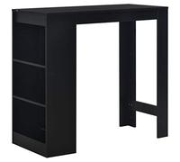 mtlskopl Tavolo da bar con ripiano, nero, 110 x 50 x 103 cm, con 3 ripiani, bancone da cucina salvaspazio, moderno tavolo da bistrot in legno per cucina e sala da pranzo