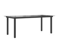 mtlskopl Tavolo da giardino nero, 190 x 90 cm, piano in vetro e alluminio, design moderno, robusto e durevole, per giardino, terrazza, balcone e salotto